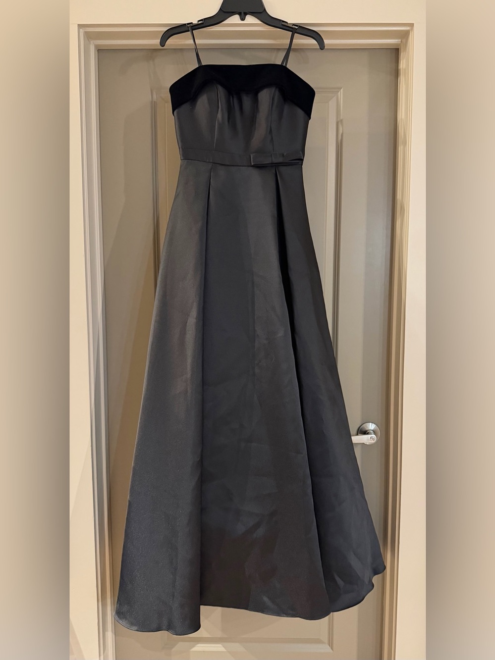 Xscape Strapless Black Satin Dress